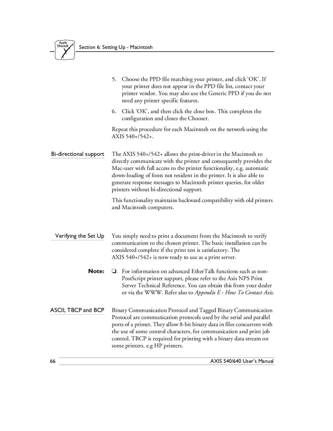 Axis Communications 540/640 manual Setting Up Macintosh 