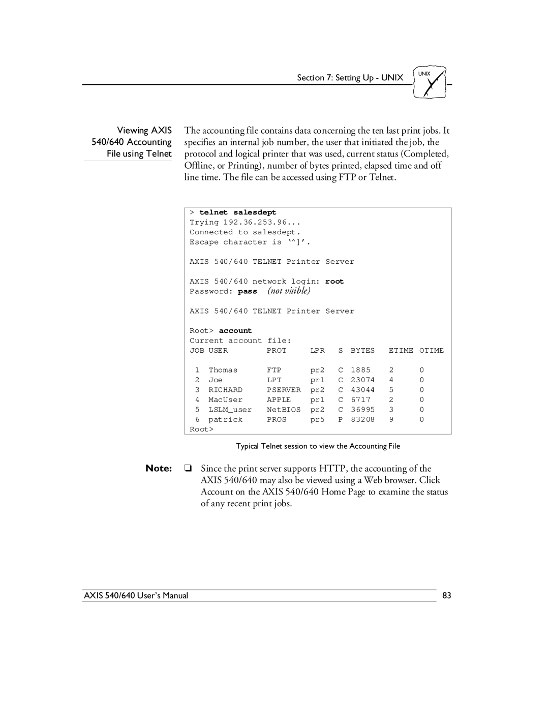 Axis Communications 540/640 manual Root account 