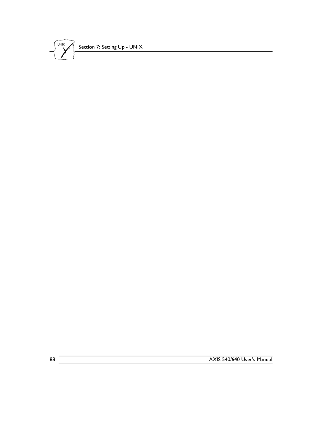 Axis Communications 540/640 manual Setting Up Unix 