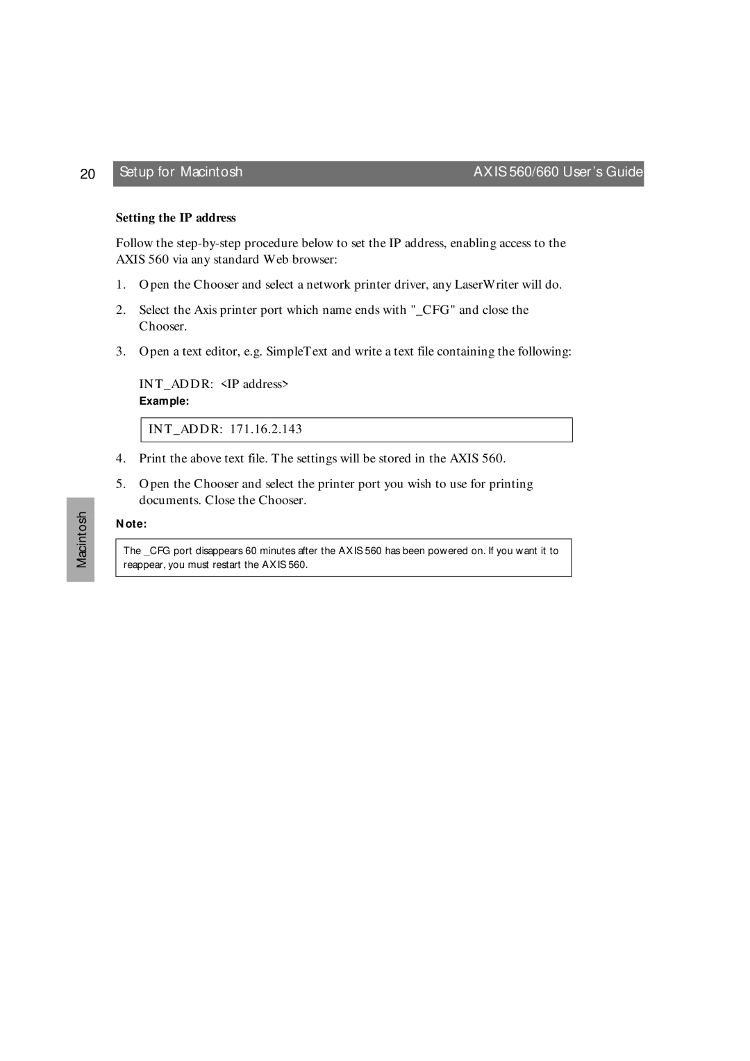 Axis Communications 660 manual Setting the IP address 