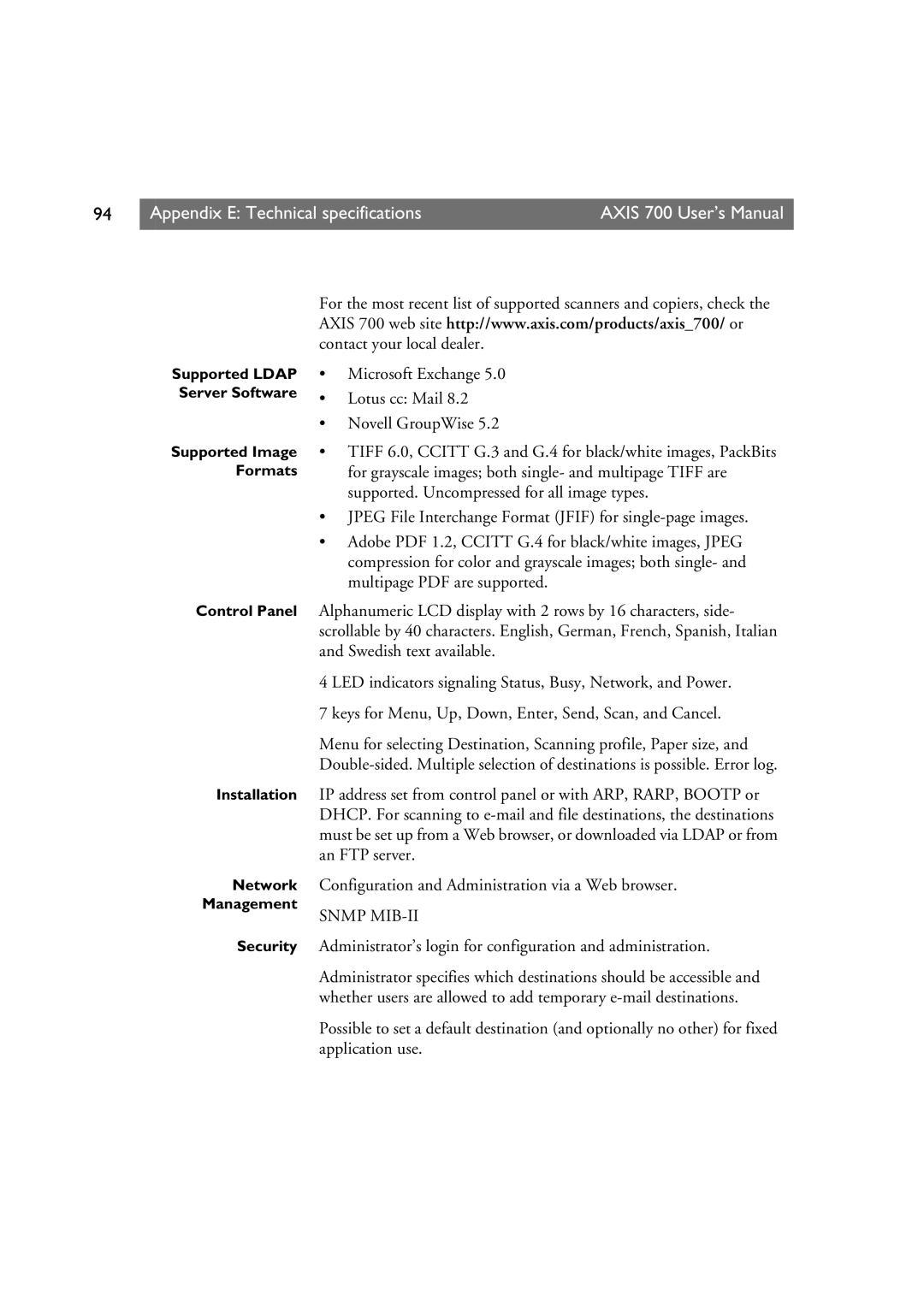 Axis Communications 700 user manual Ouu 