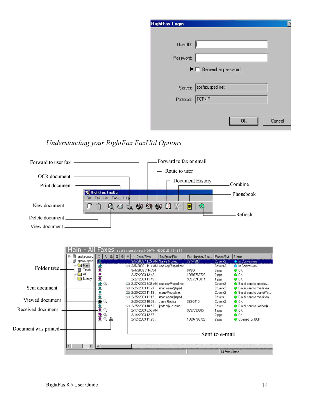 Axis Communications 8.5 manual Understanding your RightFax FaxUtil Options, Folder tree 