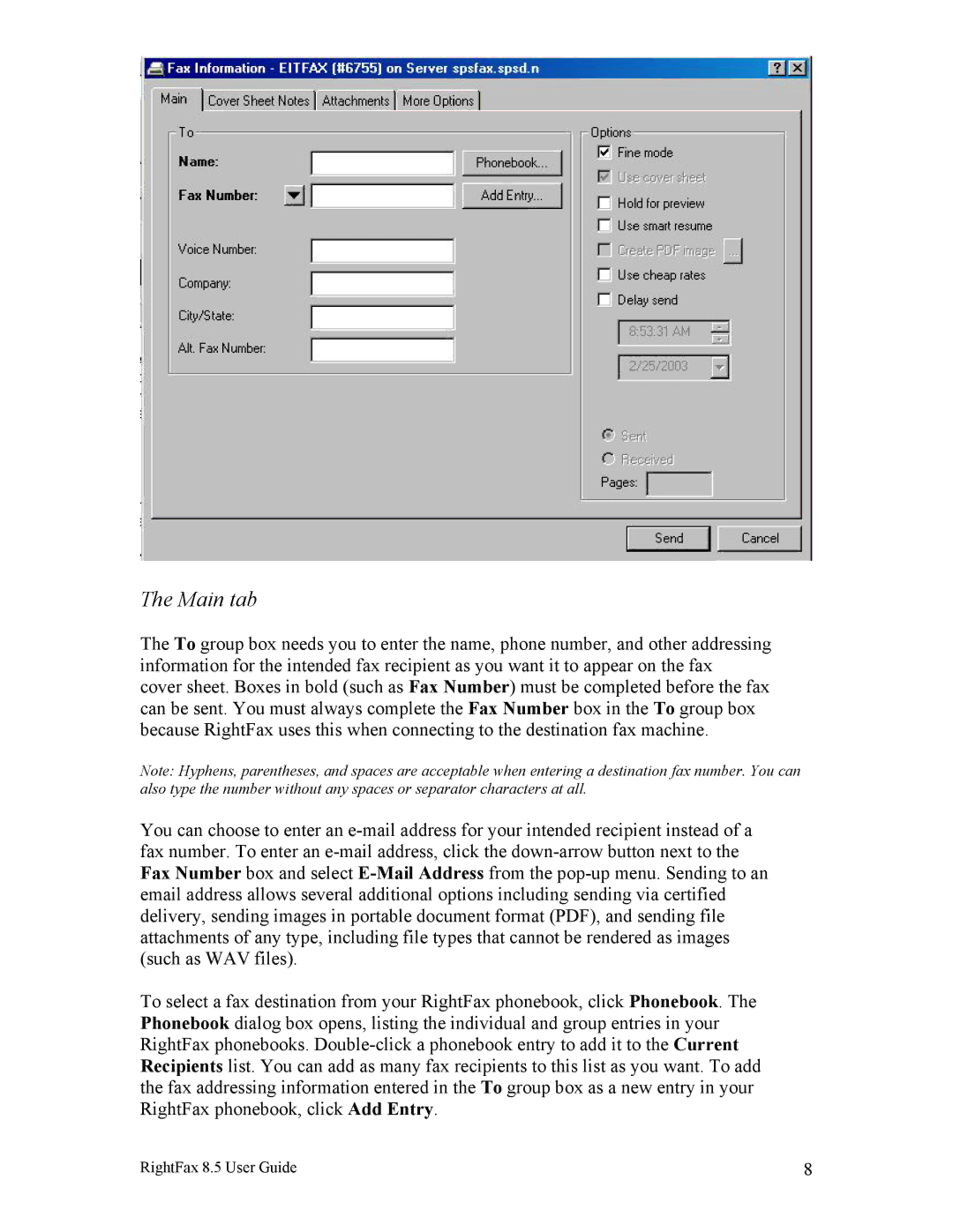 Axis Communications 8.5 manual Main tab 