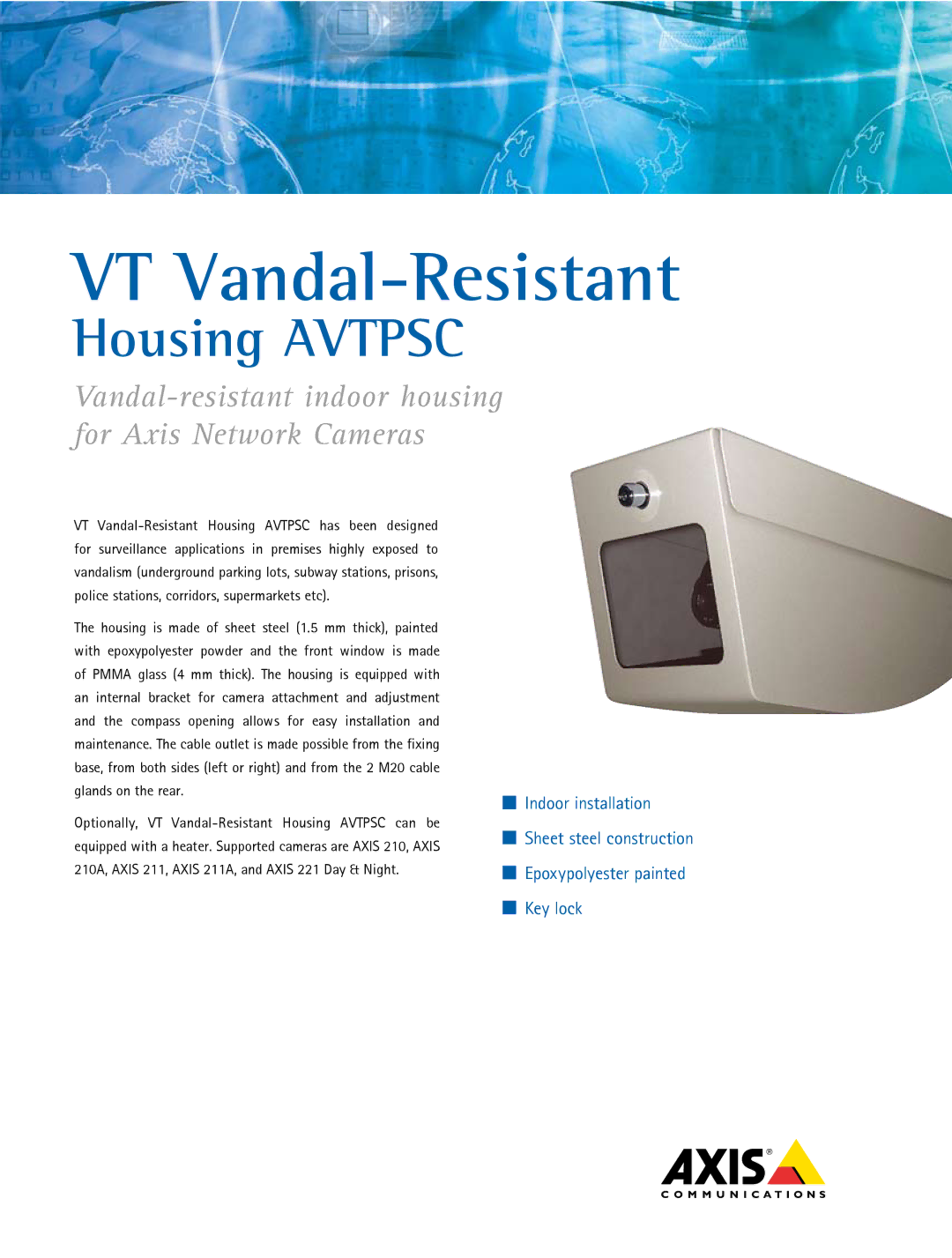 Axis Communications AVTPSC manual VT Vandal-Resistant 