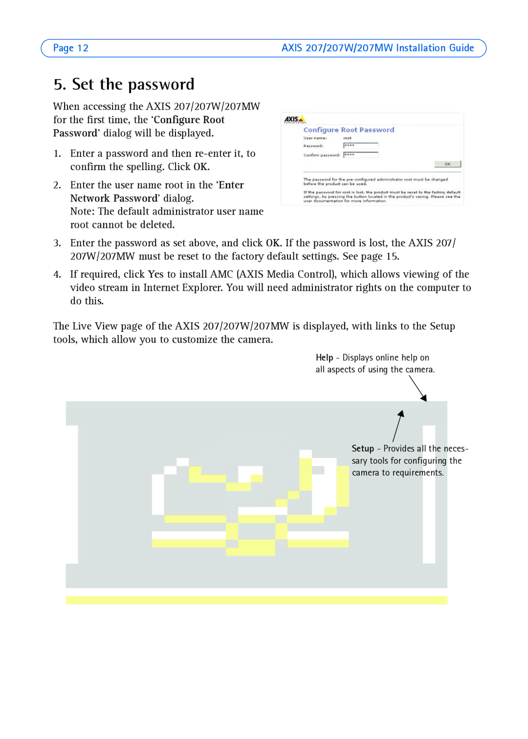 Axis Communications AXIS 207MW, AXIS 207W manual Set the password 