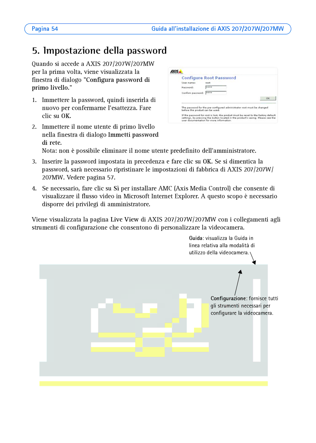 Axis Communications AXIS 207MW, AXIS 207W manual Impostazione della password 