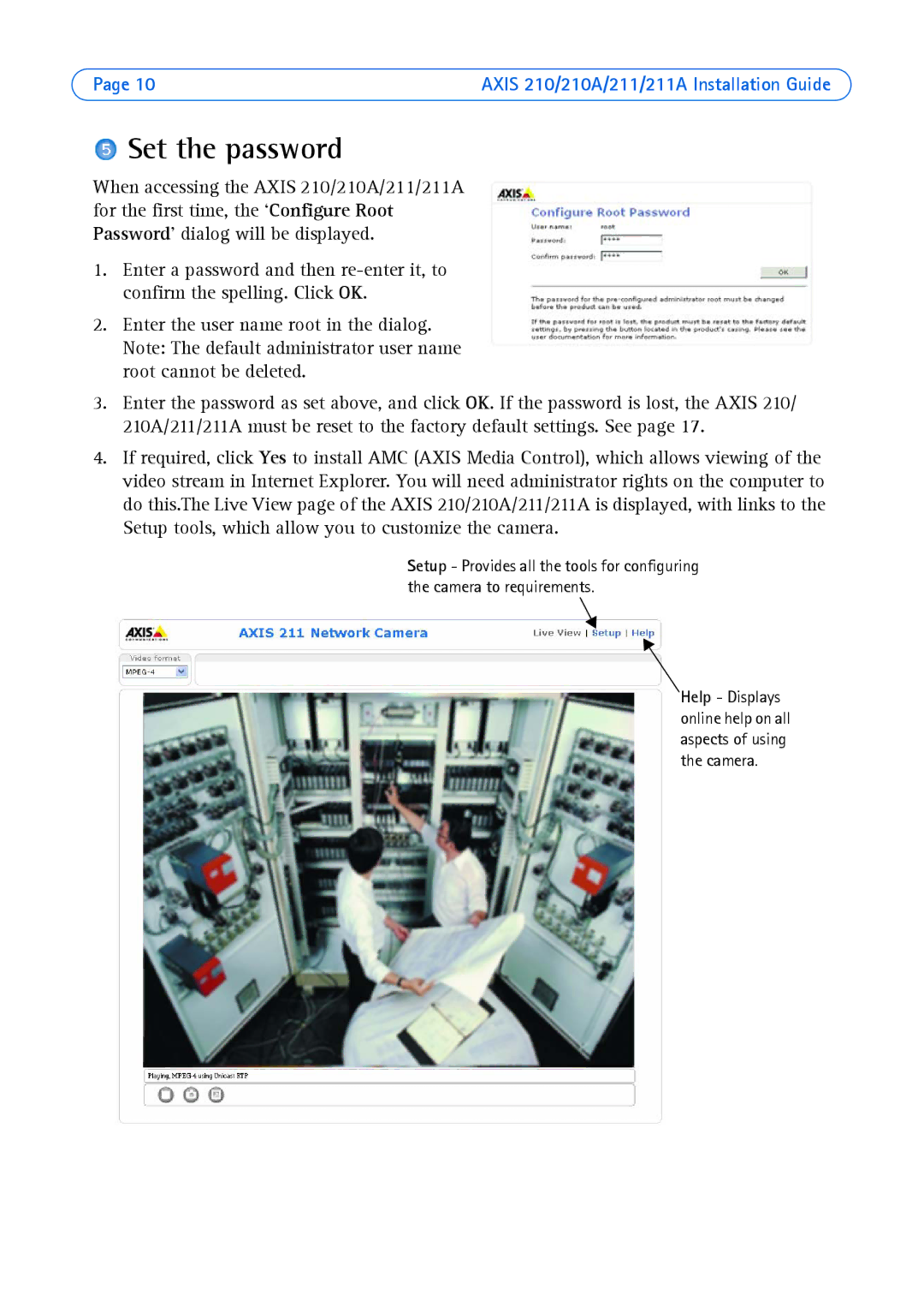 Axis Communications Axis 210A, Axis 211 manual Set the password 