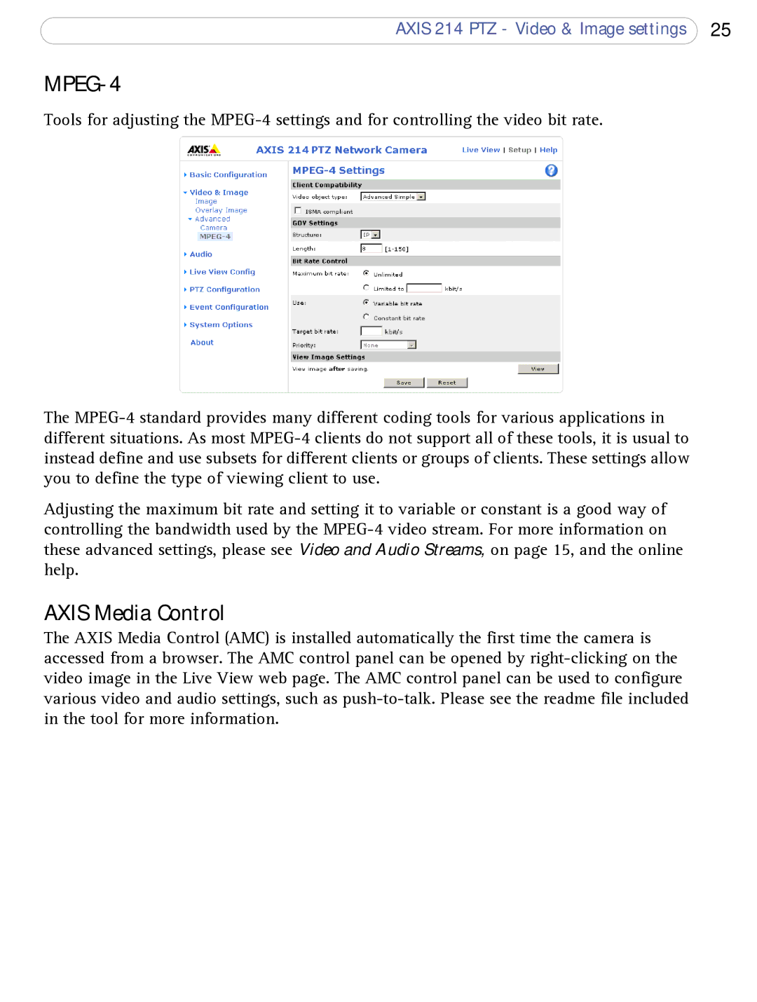 Axis Communications AXIS 214 PTZ user manual MPEG-4 