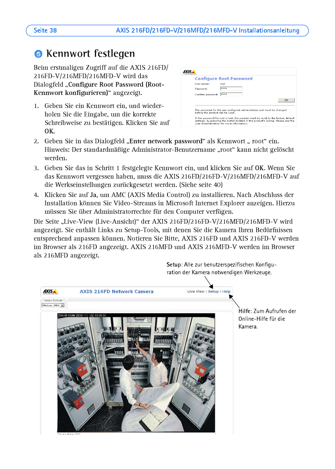 Axis Communications Axis 216MFD-V, AXIS 216MFD, AXIS 216FD-V manual Kennwort festlegen 