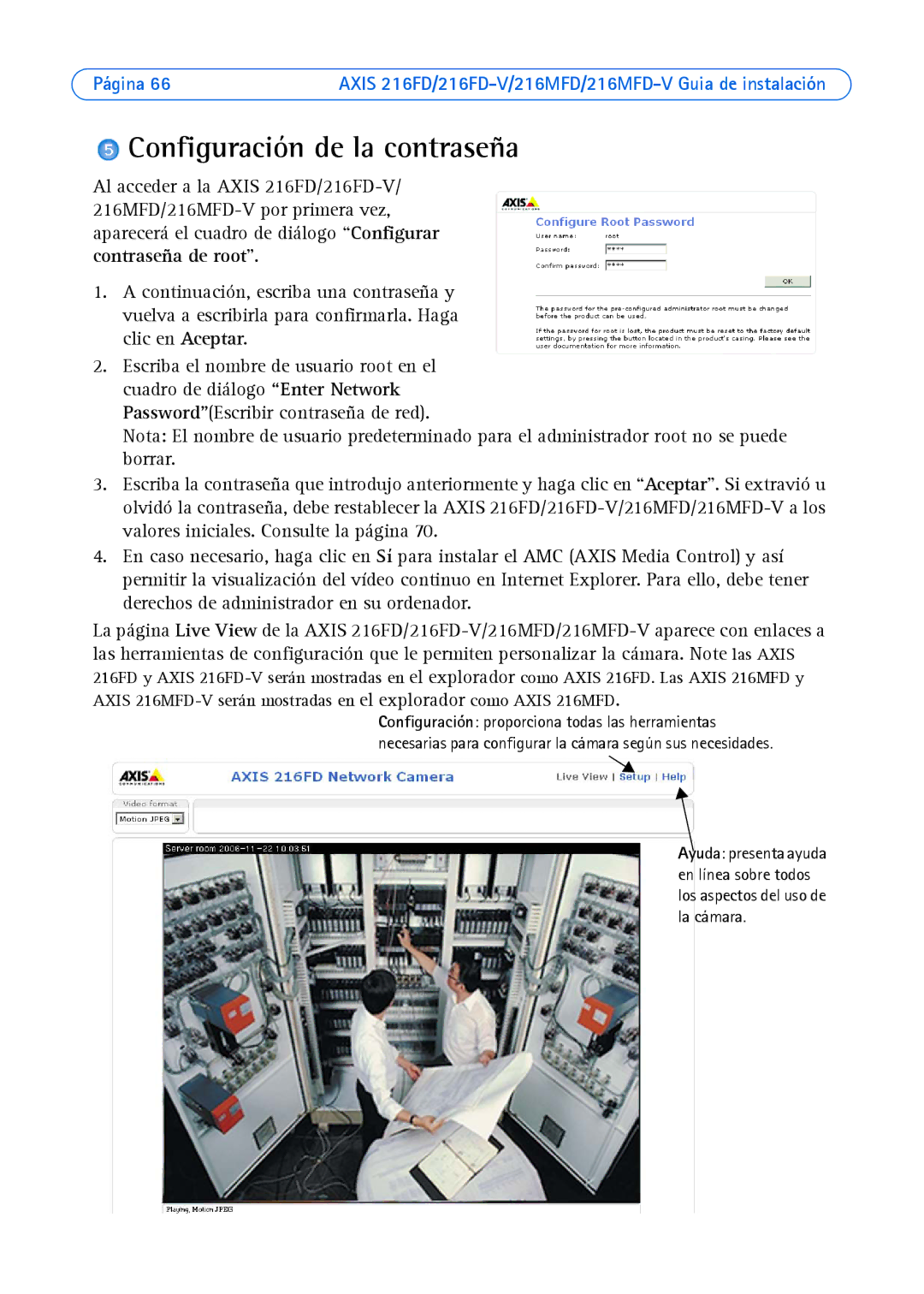 Axis Communications Axis 216MFD-V, AXIS 216MFD, AXIS 216FD-V manual Configuración de la contraseña 