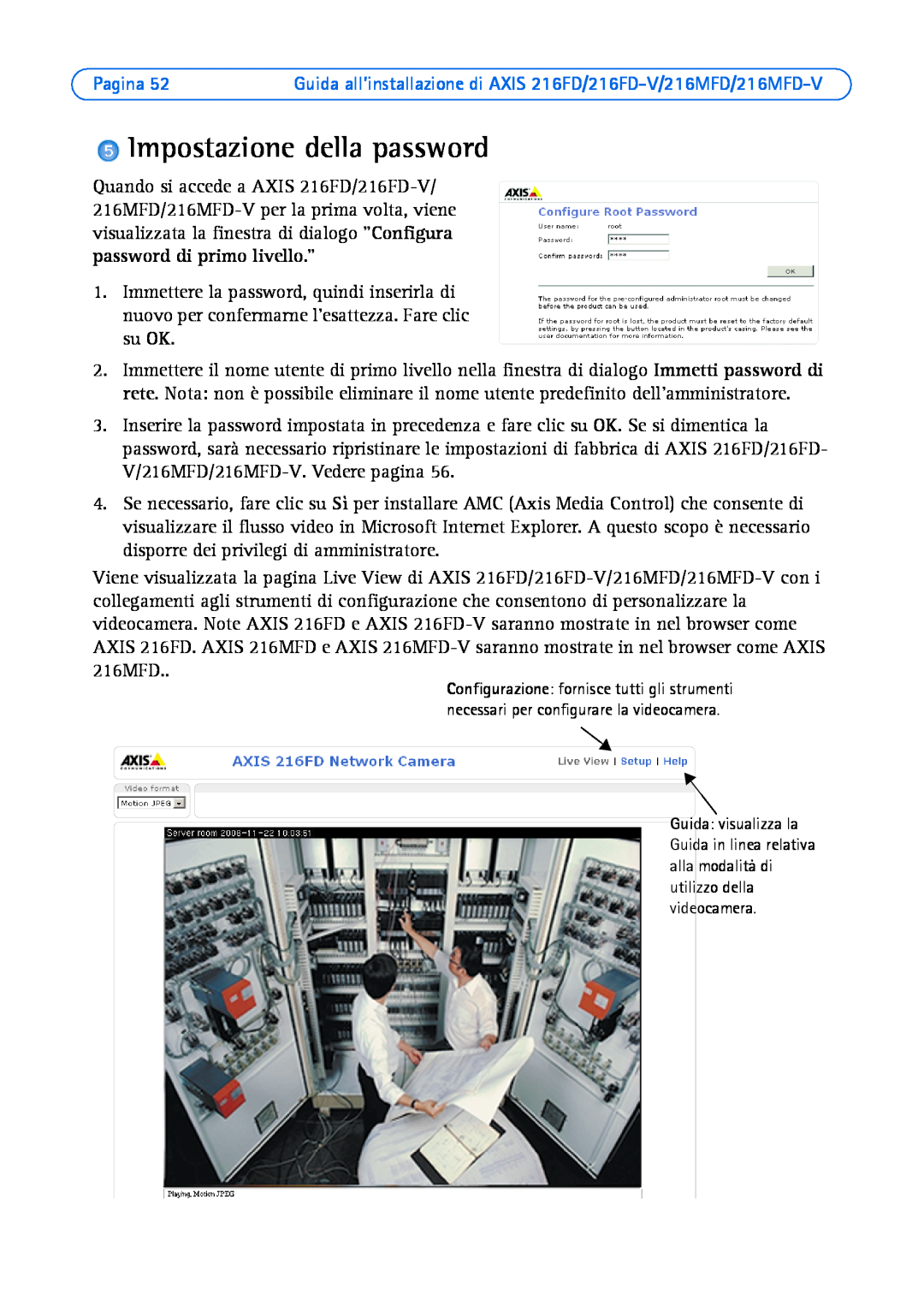 Axis Communications Axis 216MFD-V, AXIS 216MFD, AXIS 216FD-V manual Impostazione della password, Pagina 