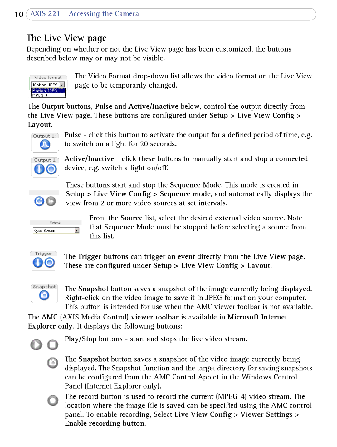 Axis Communications AXIS 221 user manual Live View 