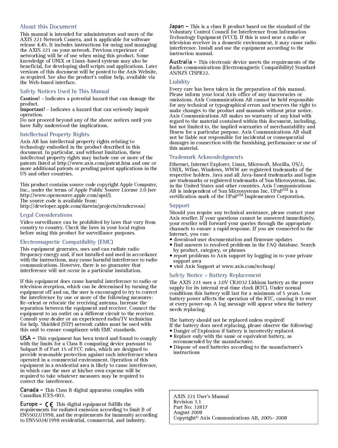 Axis Communications AXIS 221 user manual About this Document 