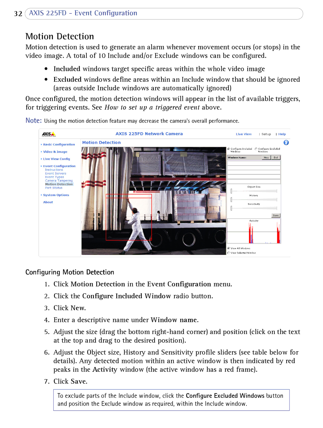 Axis Communications AXIS 225FD user manual Motion Detection 