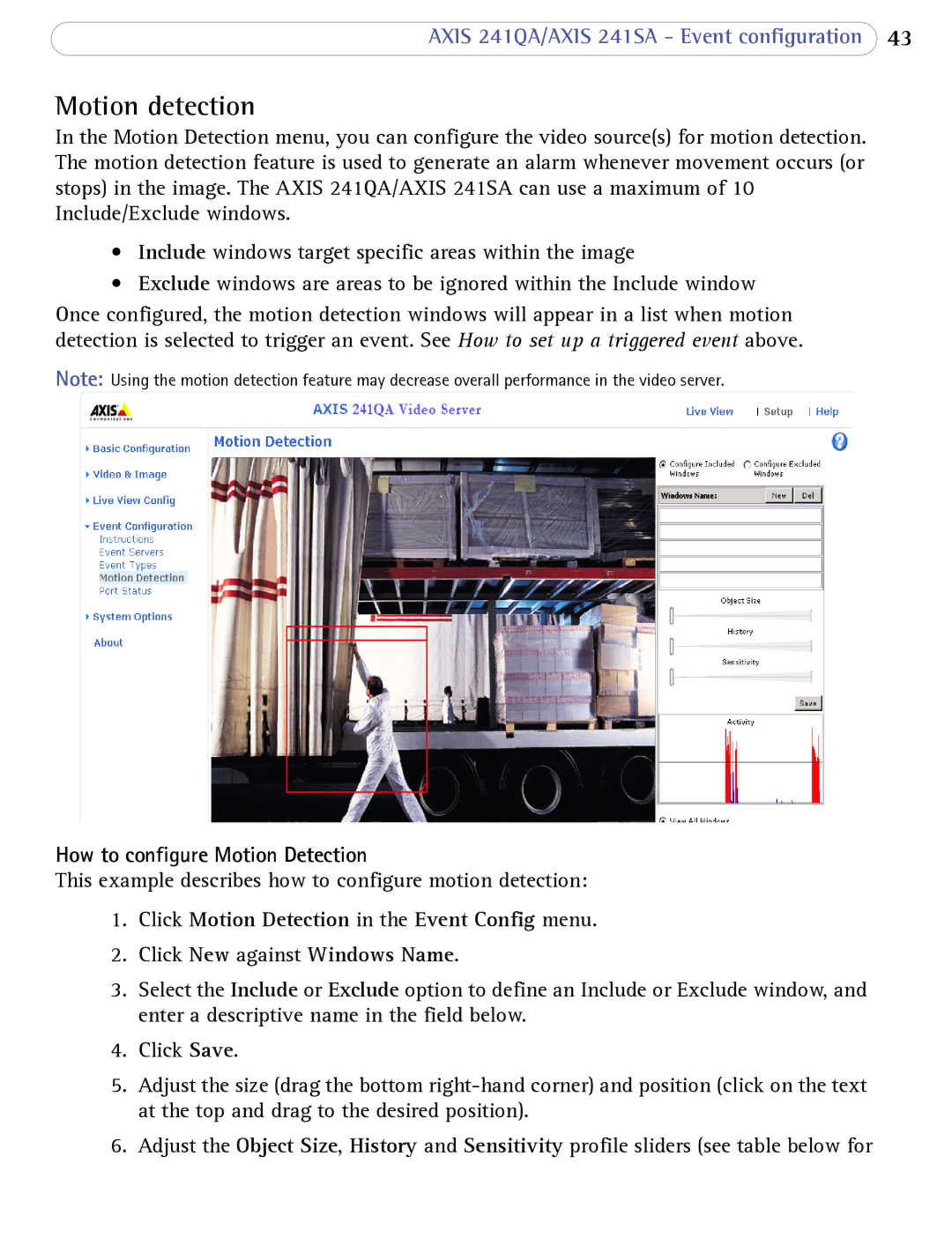 Axis Communications AXIS 241SA user manual Motion detection, How to configure Motion Detection 