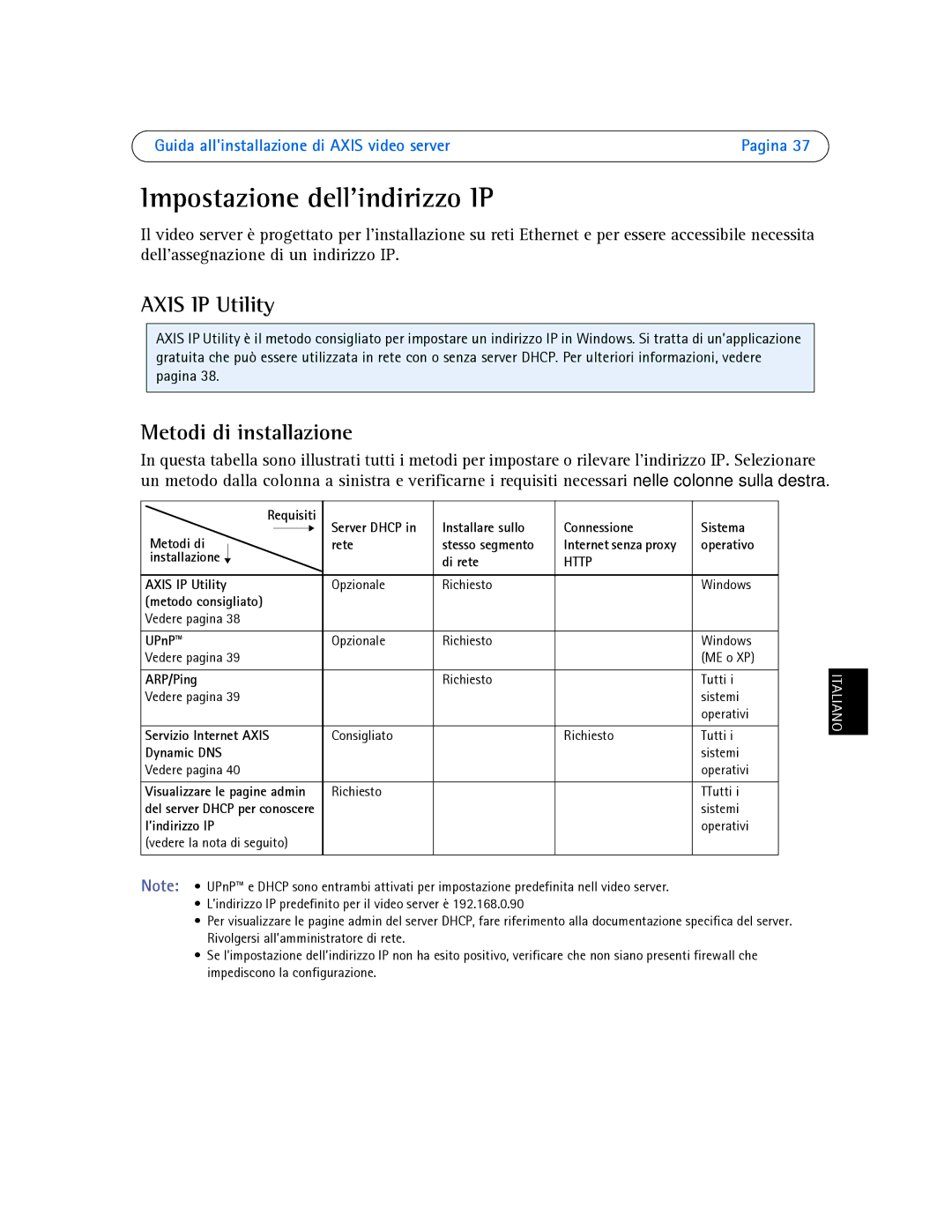 Axis Communications AXIS 241S, AXIS 243SA, AXIS 242S IV, AXIS 241QA Impostazione dellindirizzo IP, Metodi di installazione 