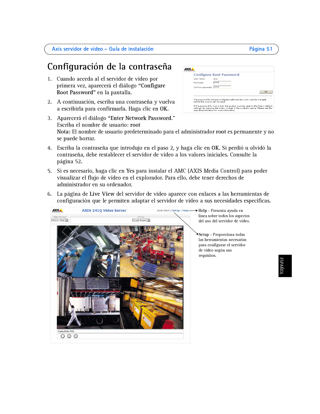 Axis Communications AXIS 242S IV, AXIS 243SA, AXIS 241S, AXIS 241QA manual Configuración de la contraseña 