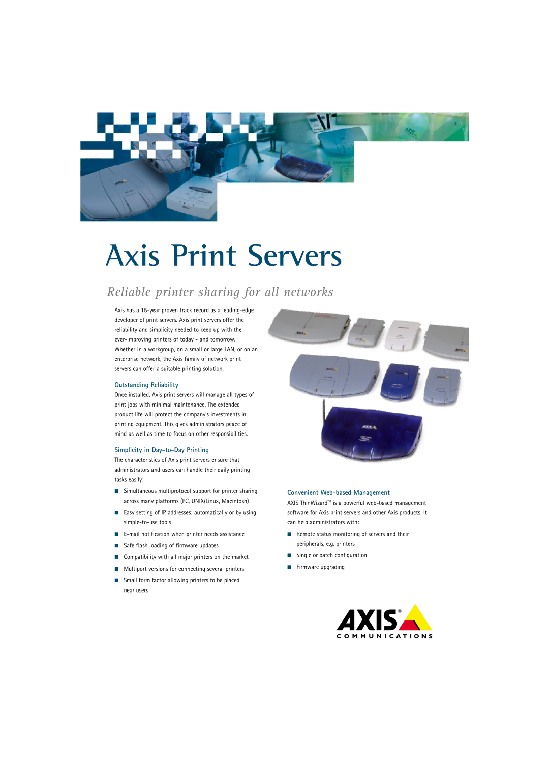 Axis Communications AXIS 5400+ manual Outstanding Reliability, Simplicity in Day-to-Day Printing 