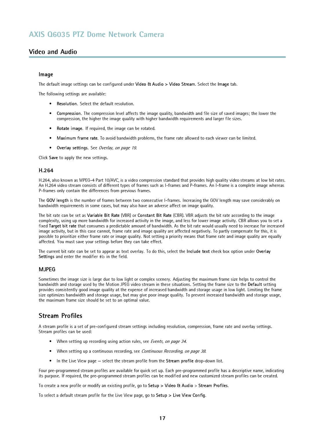 Axis Communications axis communications dome network camera user manual Stream Proﬁles, Image, 264 