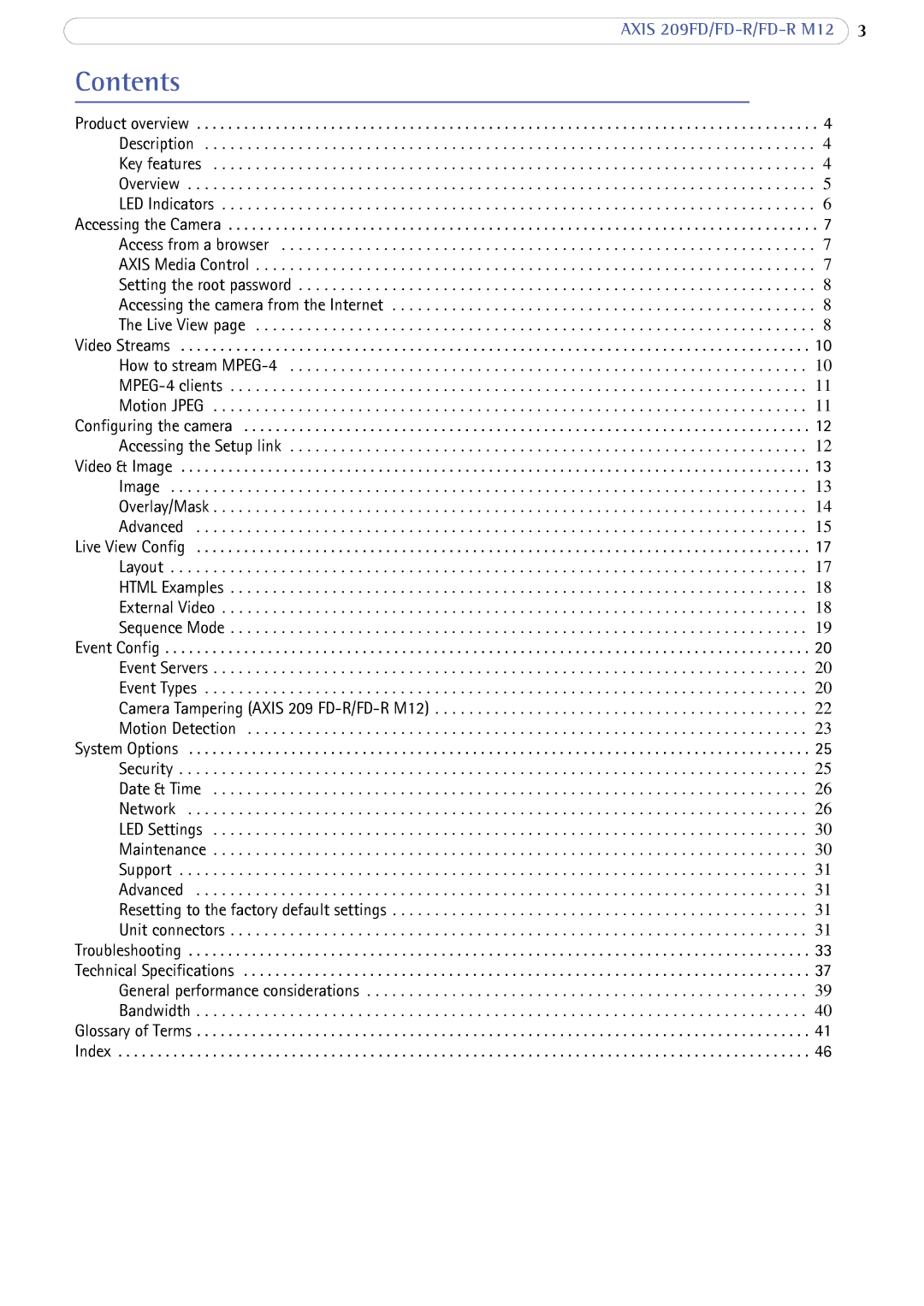 Axis Communications AXIS FD-R M12 user manual Contents 