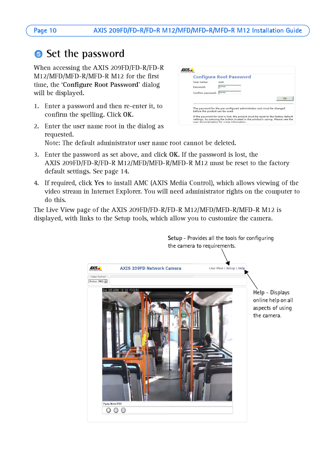 Axis Communications AXIS MFD-R M12 manual Set the password 