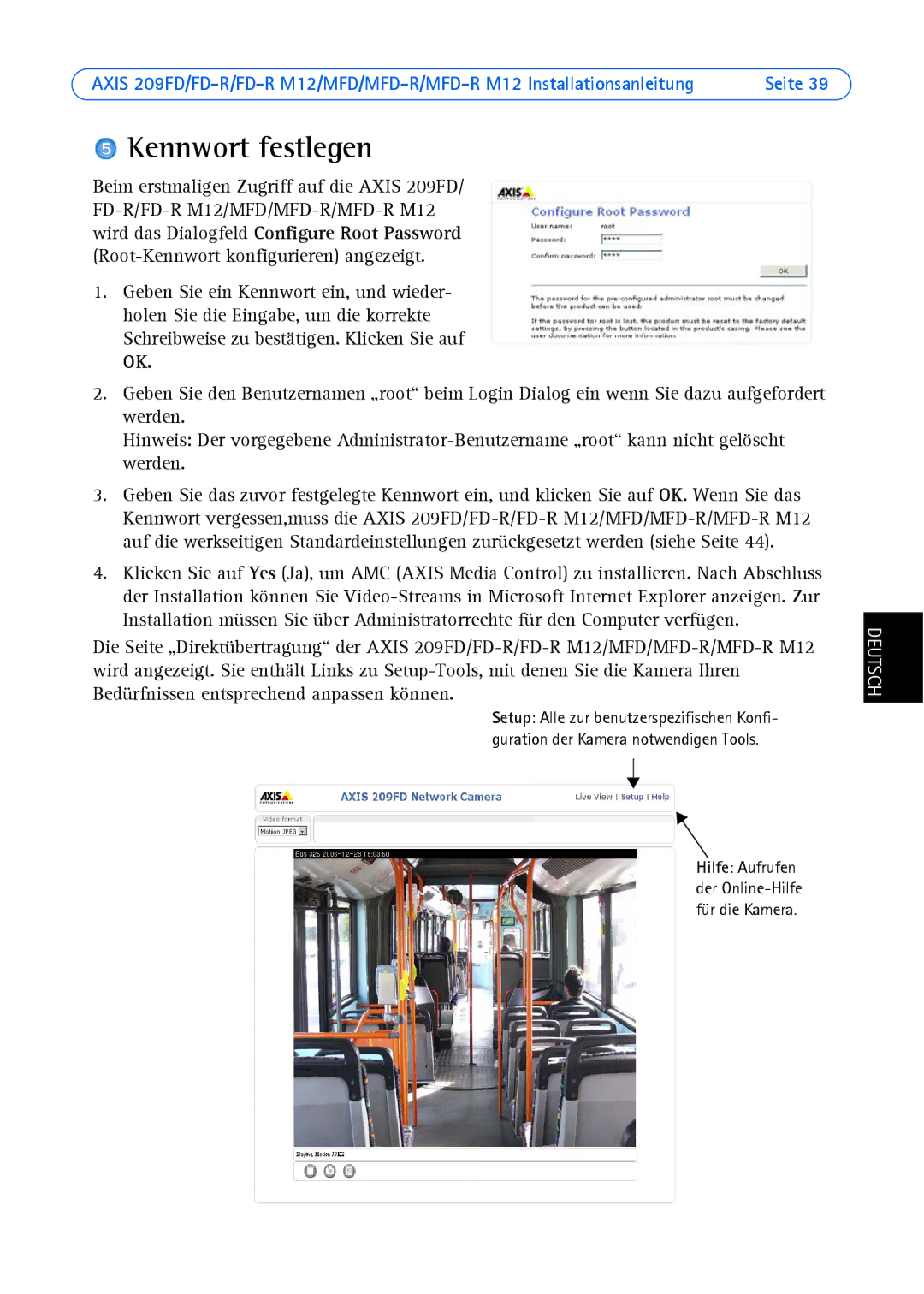 Axis Communications AXIS MFD-R M12 manual Kennwort festlegen 