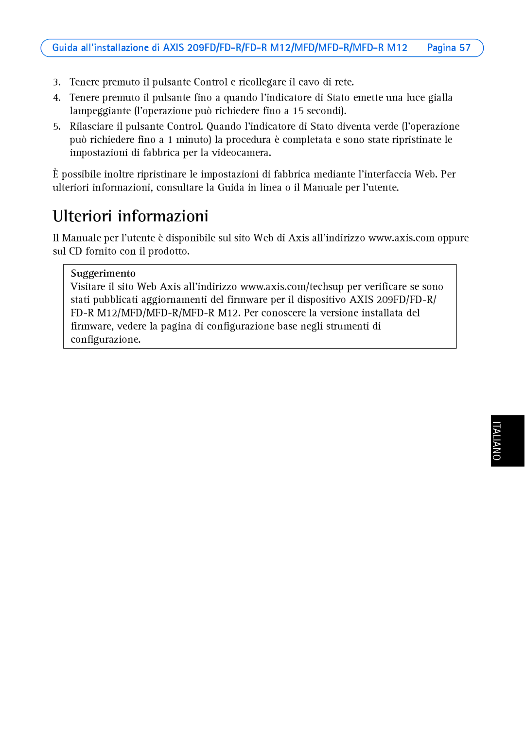 Axis Communications AXIS MFD-R M12 manual Ulteriori informazioni 