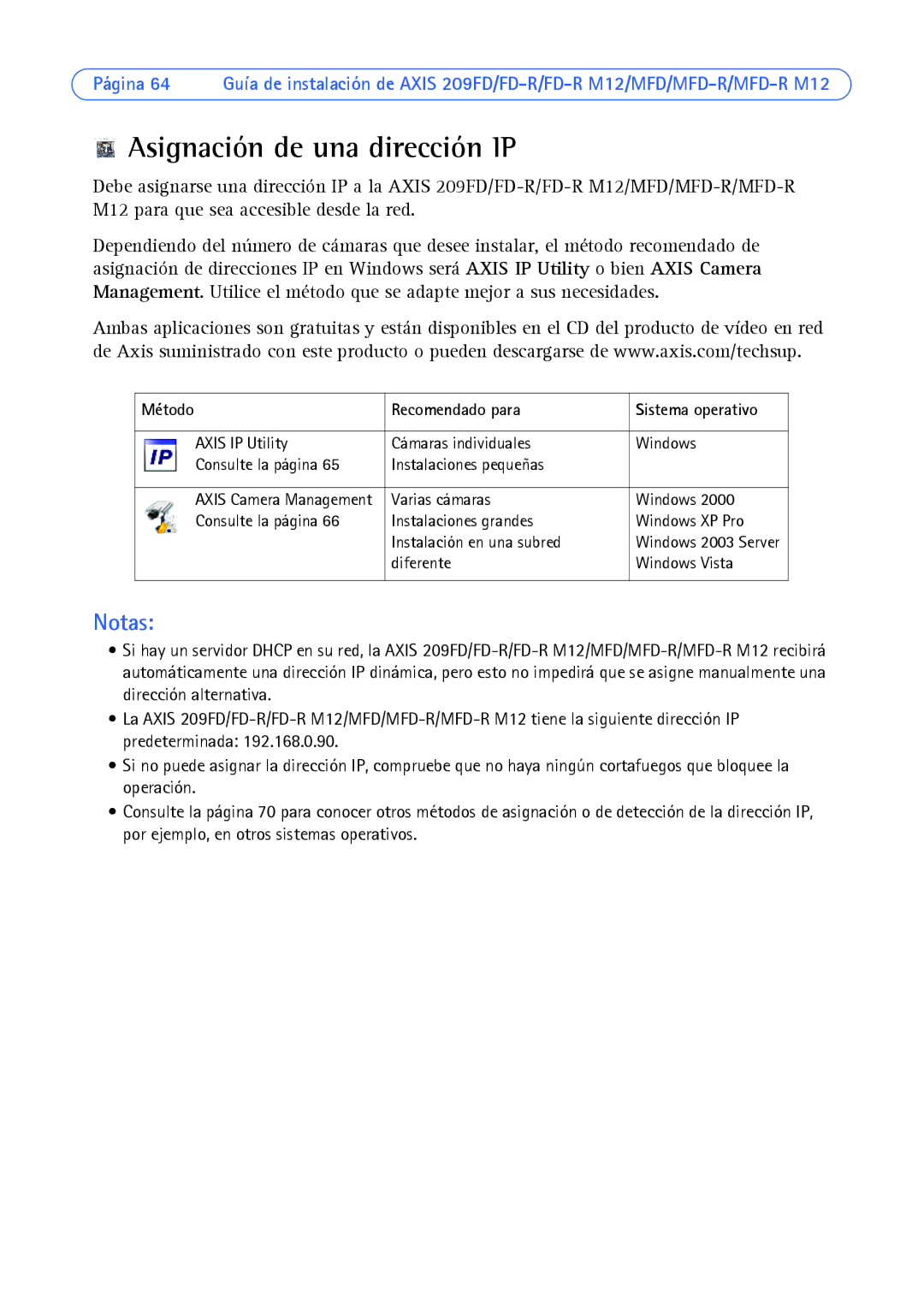 Axis Communications AXIS MFD-R M12 manual Asignación de una dirección IP, Método Recomendado para 