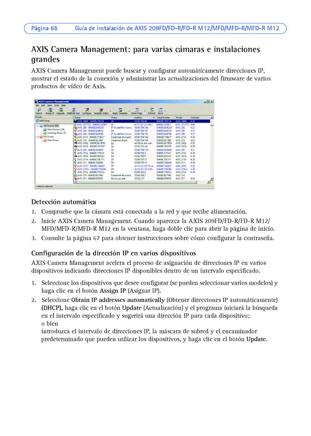 Axis Communications AXIS MFD-R M12 manual Configuración de la dirección IP en varios dispositivos, Bien 