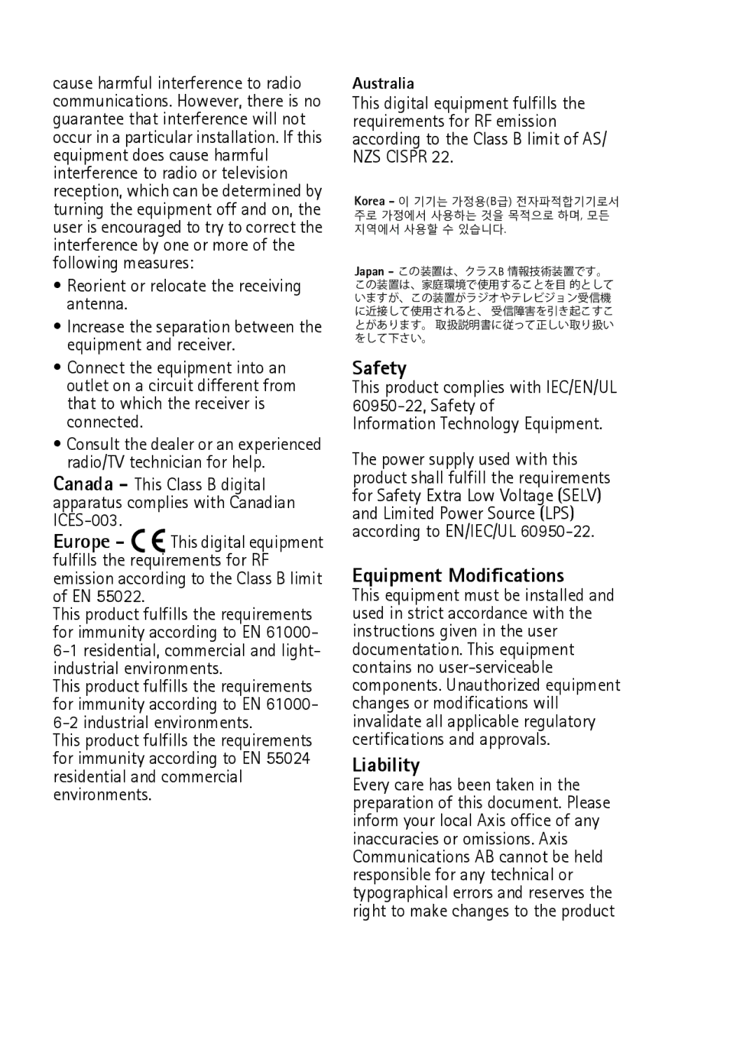 Axis Communications axis network camera manual Australia, Korea  