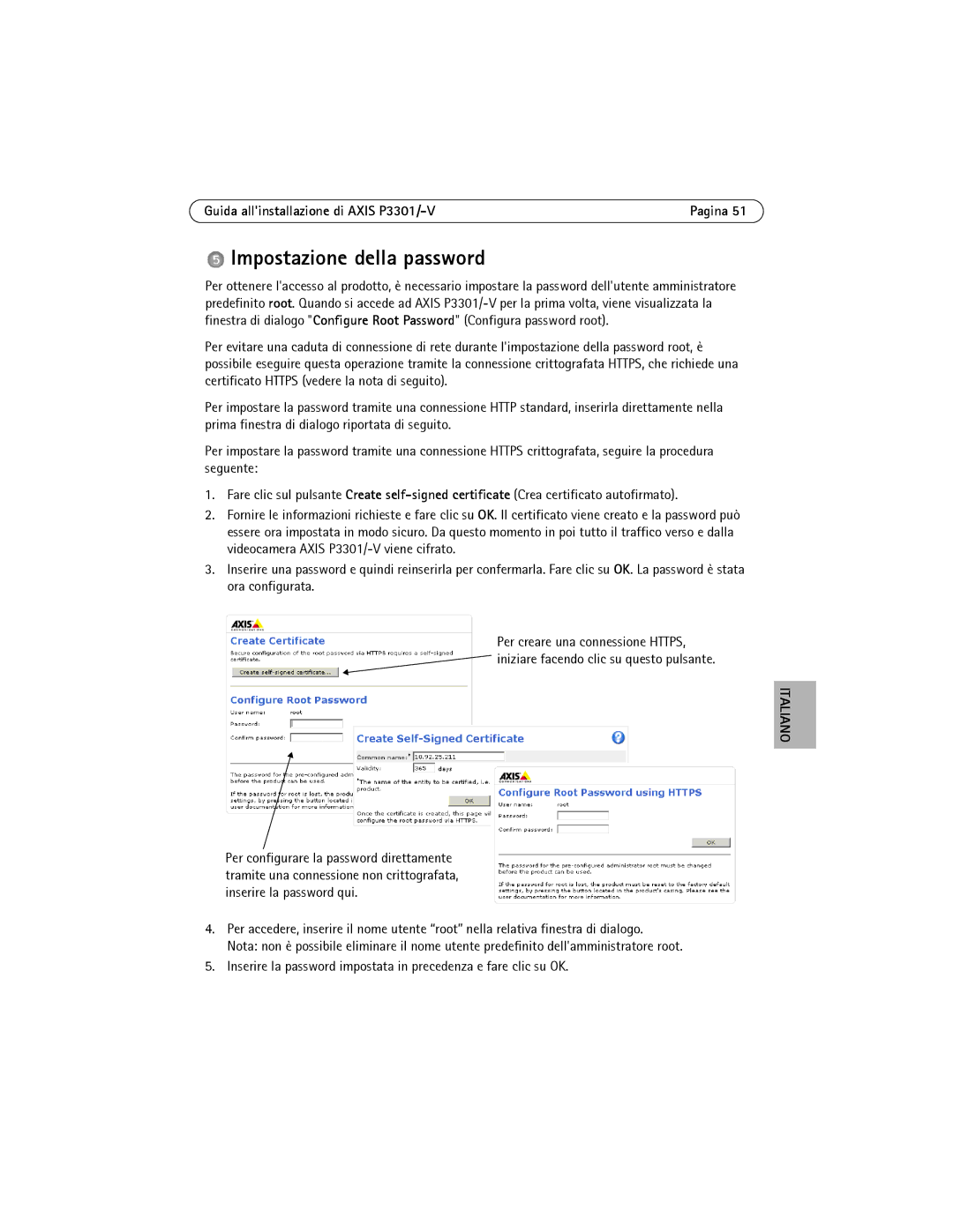 Axis Communications AXIS P3301-V manual Impostazione della password 