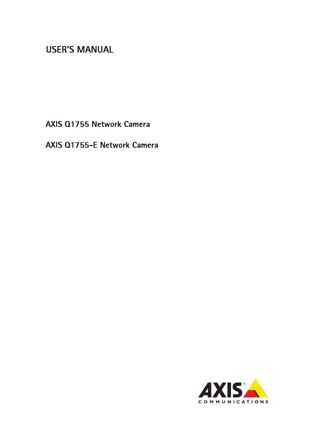 Axis Communications AXIS Q1755-E user manual USER’S Manual 