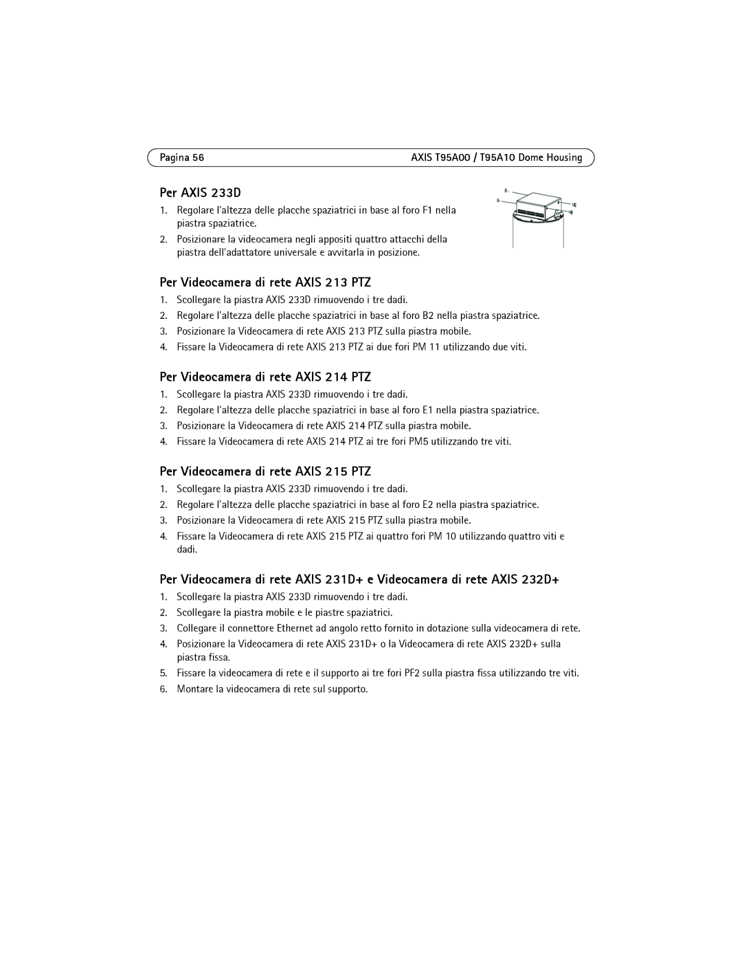 Axis Communications AXIS T95A00 Per Axis 233D, Per Videocamera di rete Axis 213 PTZ, Per Videocamera di rete Axis 214 PTZ 