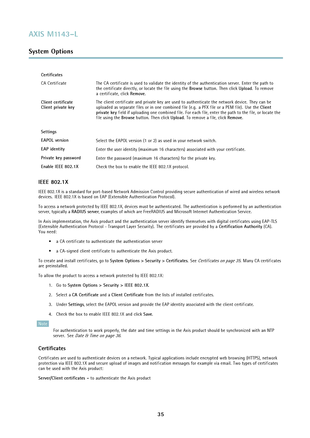 Axis Communications axis user manual Certiﬁcates 