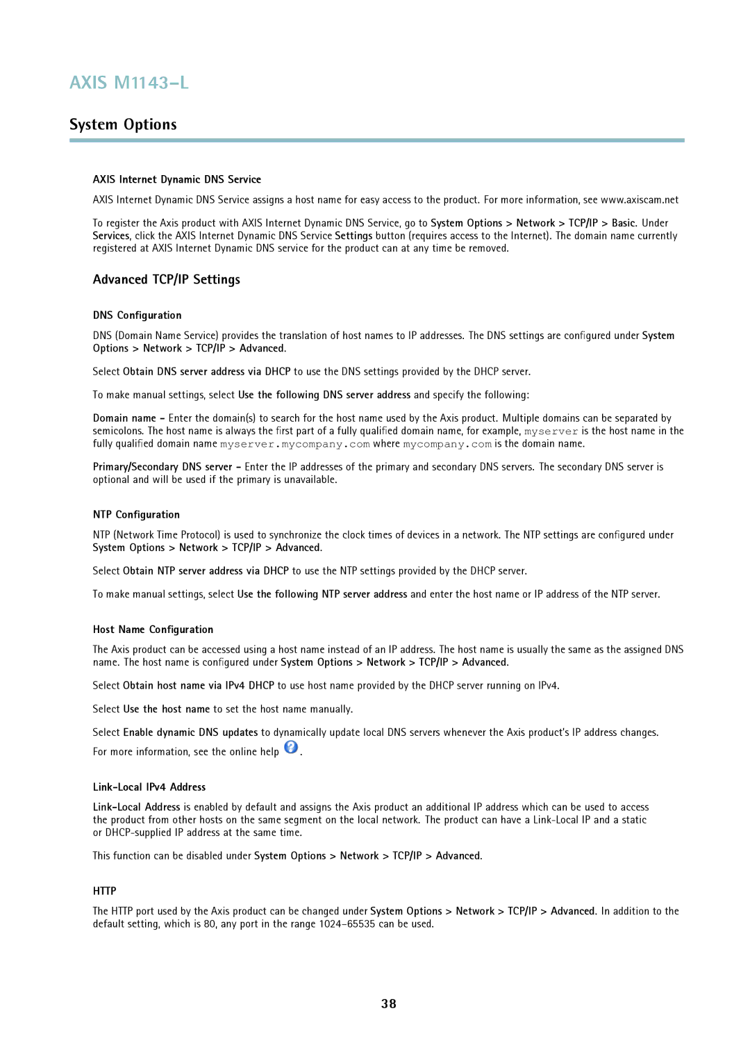 Axis Communications axis user manual Advanced TCP/IP Settings 