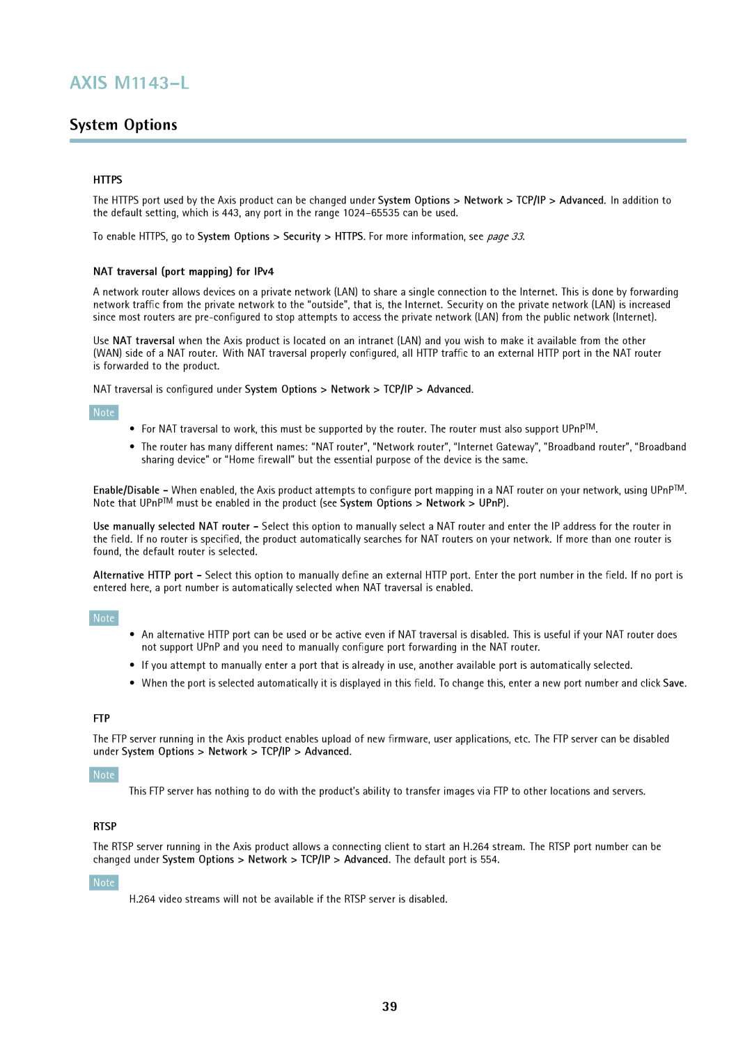 Axis Communications axis user manual Https, NAT traversal port mapping for IPv4 