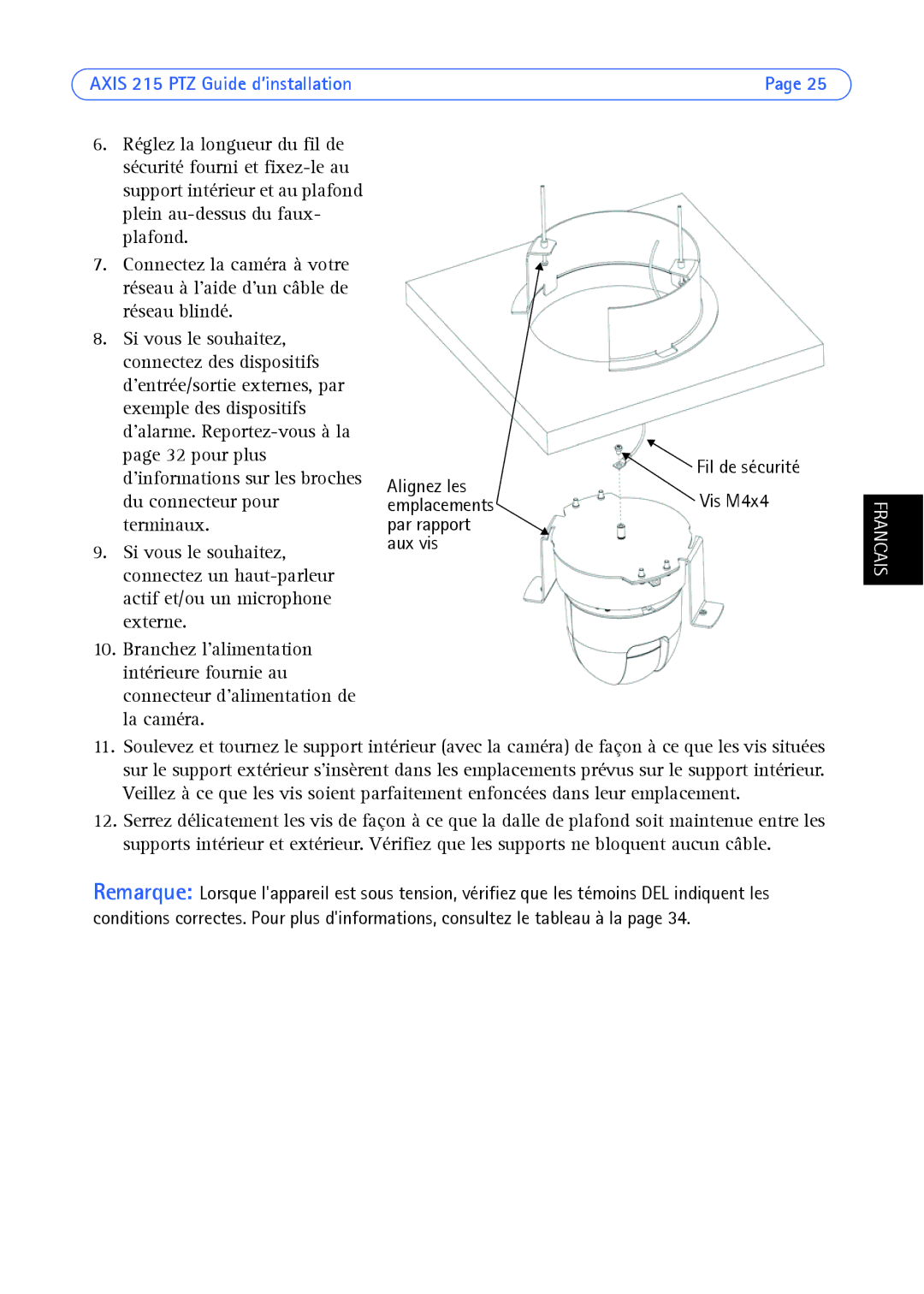 Axis Communications axis manual Axis 215 PTZ Guide d’installation 