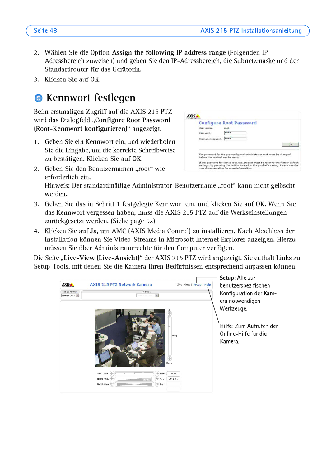 Axis Communications axis manual Kennwort festlegen 