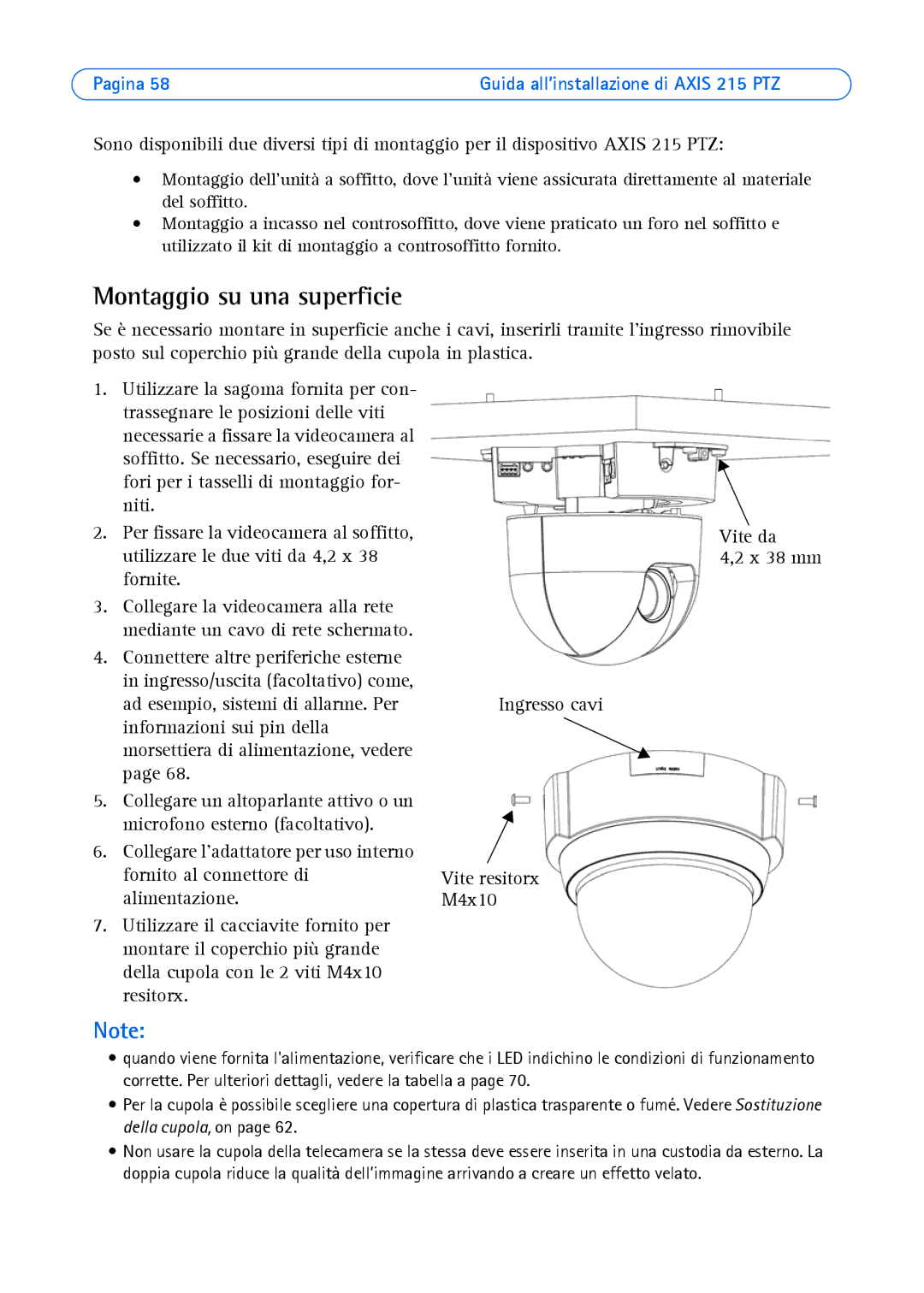 Axis Communications axis manual Montaggio su una superficie, Pagina 