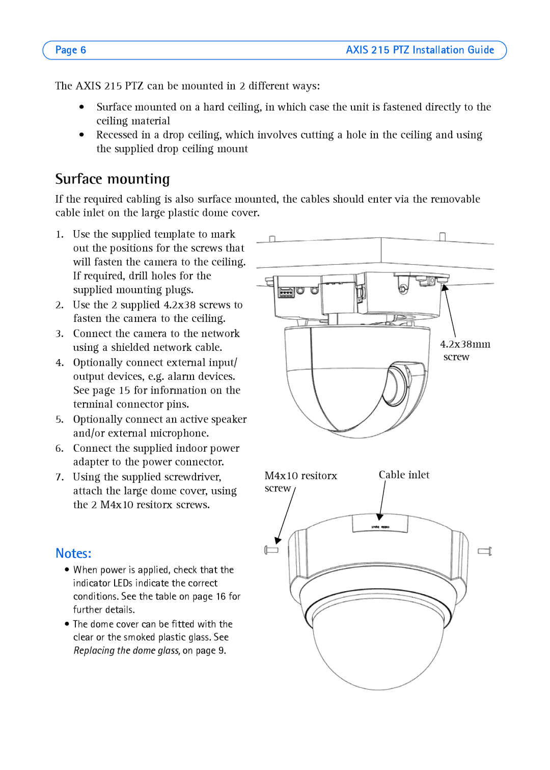 Axis Communications axis manual Surface mounting, 2x38mm screw M4x10 resitorx, Screw 