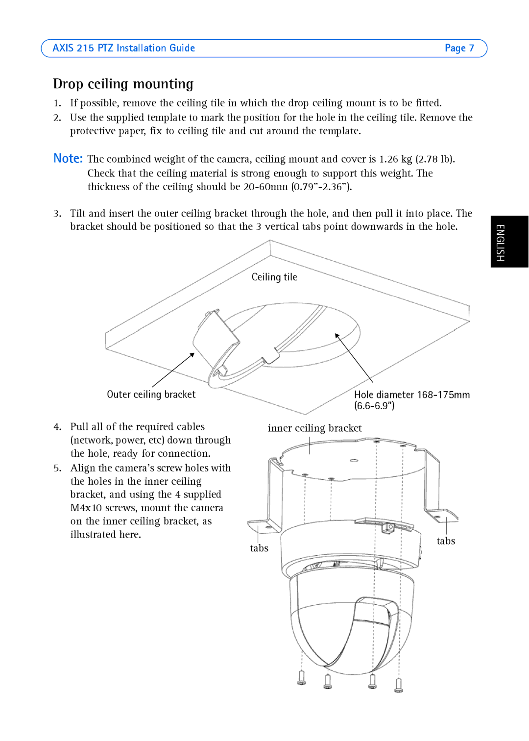 Axis Communications axis manual Drop ceiling mounting 