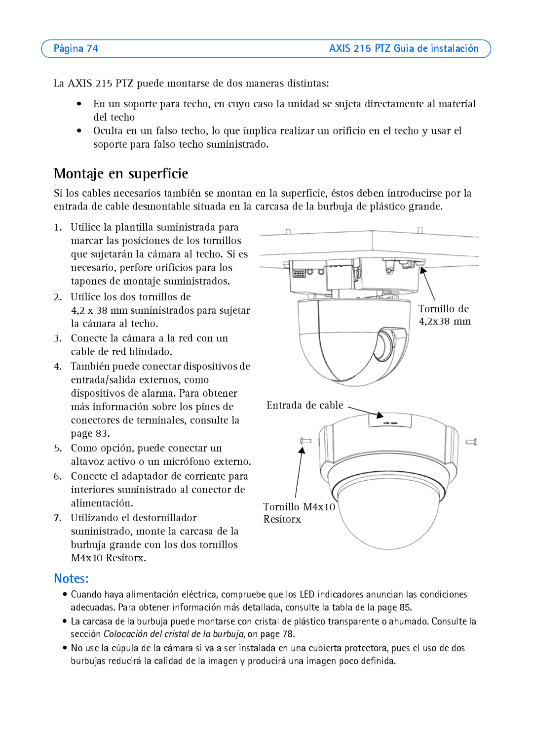 Axis Communications axis manual Montaje en superficie 