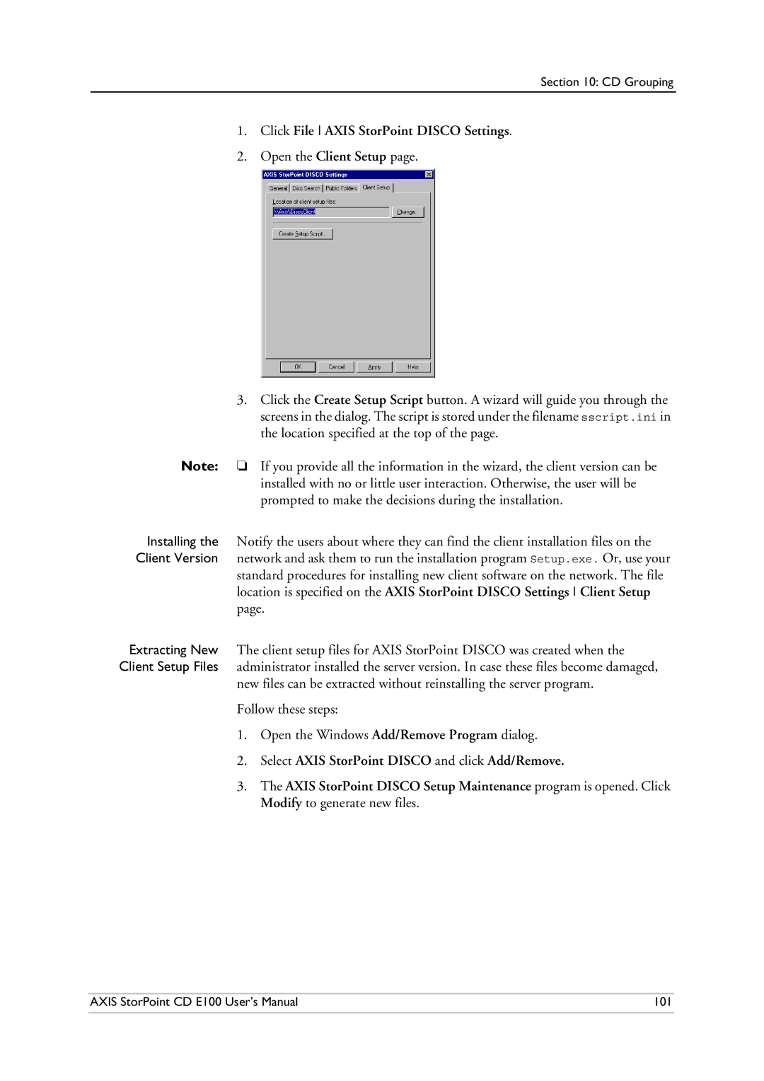 Axis Communications user manual Axis StorPoint CD E100 User’s Manual 101 