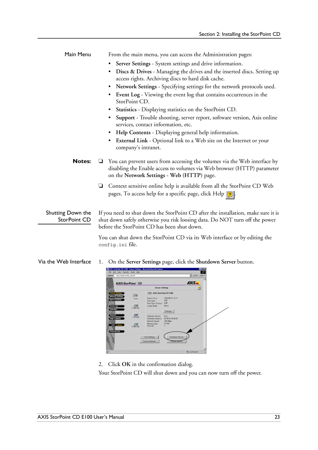 Axis Communications CD E100 user manual Installing the StorPoint CD 