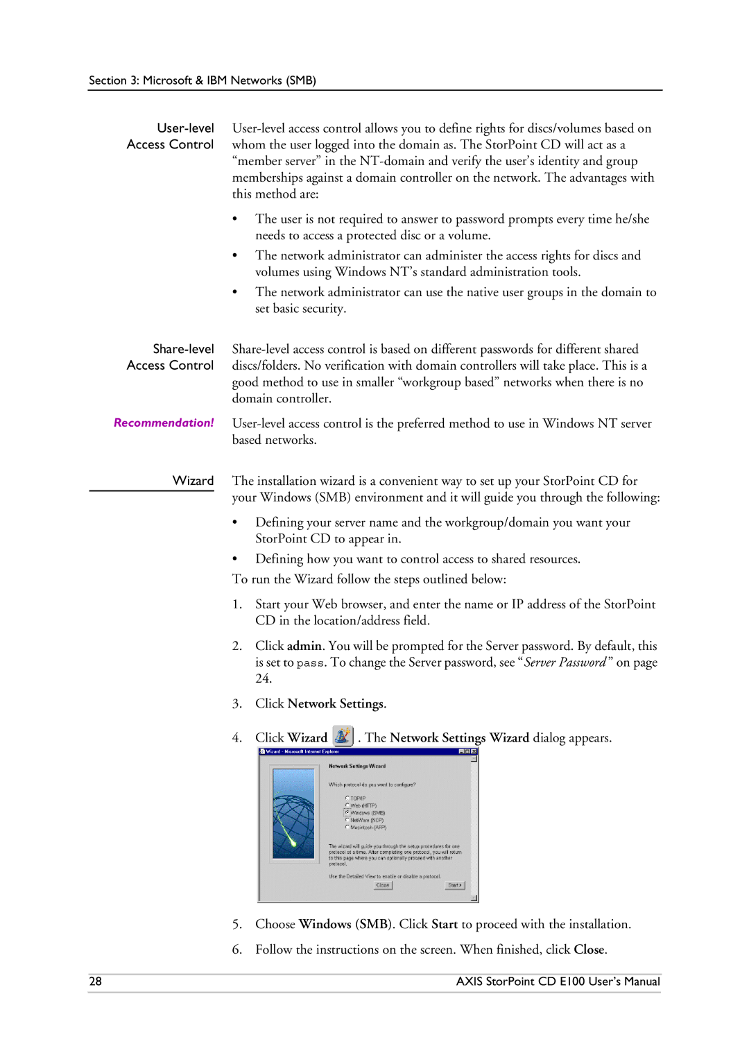 Axis Communications CD E100 user manual Microsoft & IBM Networks SMB 