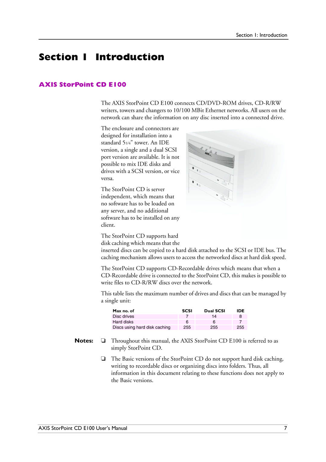 Axis Communications user manual Introduction, Axis StorPoint CD E100 