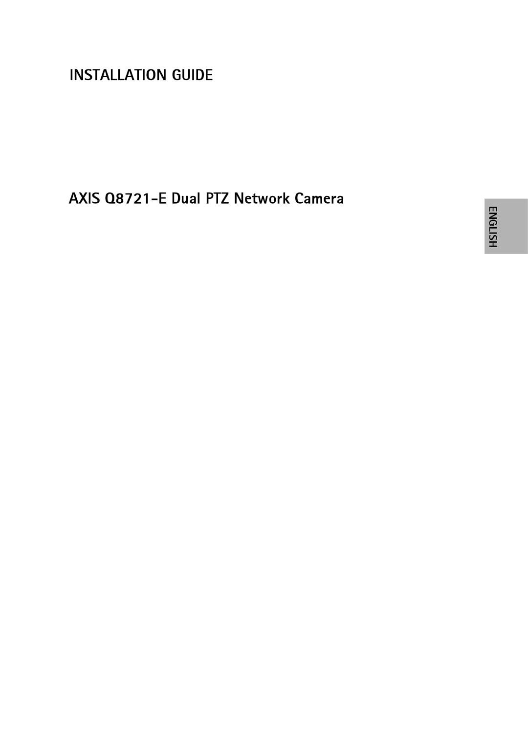 Axis Communications dual ptz network camera manual Installation Guide 