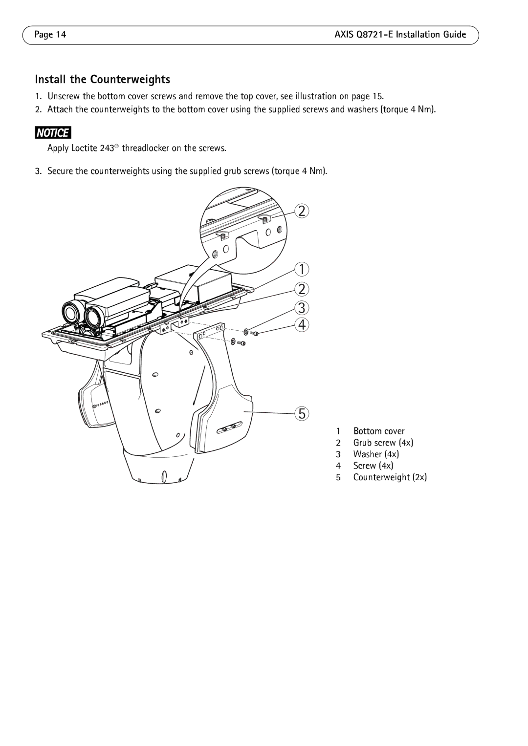 Axis Communications dual ptz network camera manual Install the Counterweights 