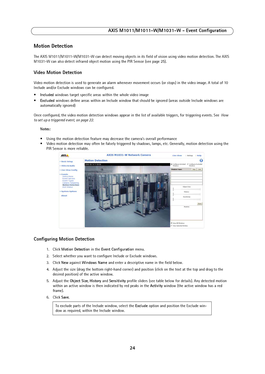 Axis Communications M1031W, M1011, 1011W user manual Video Motion Detection, Configuring Motion Detection 