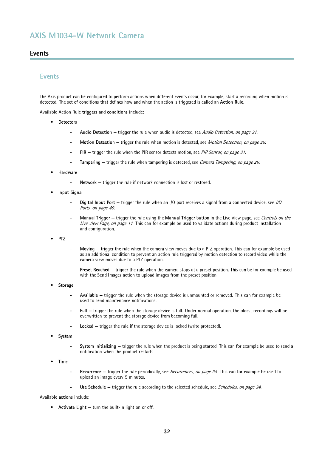 Axis Communications M1034-W user manual Events 